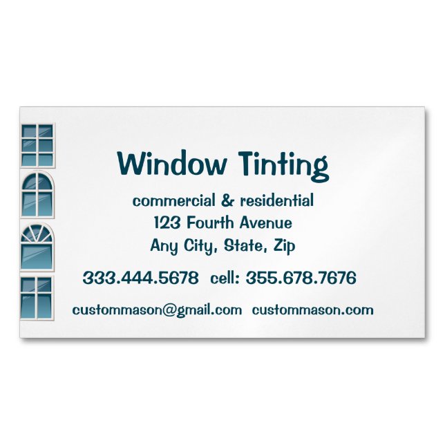 Custom Windows Tinting Maintenance  Magnetic Business Card (Front)