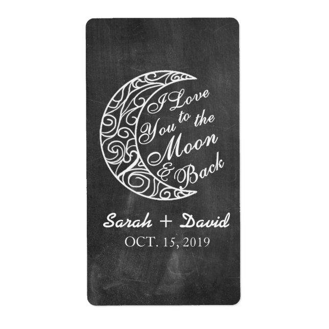 Custom Wine Labels "Love You To The Moon and Back" (Front)