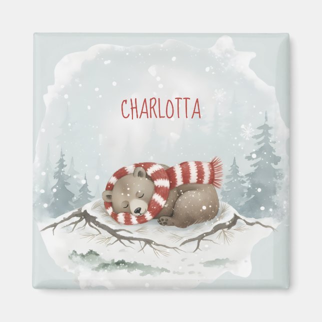 Custom Winter Bear Magnet (Front)