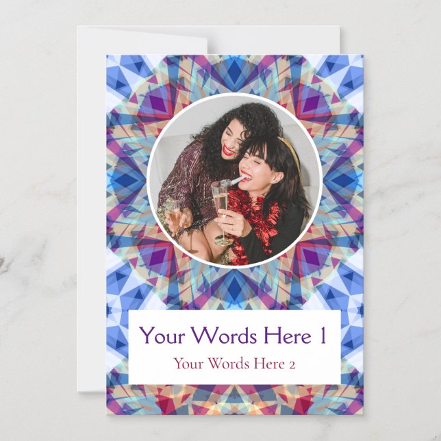 Custom Winter Blue Star Christmas Magnetic Card (Front)