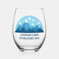 Custom Winter Family Cabin Blue Snowy Mountain