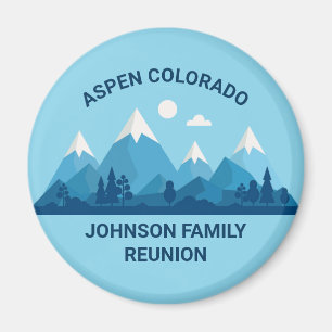 Custom Winter Family Reunion Party Snowy Mountain Magnet