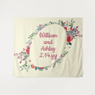 Custom Winter Floral Backdrop Wedding Photo Booth Tapestry