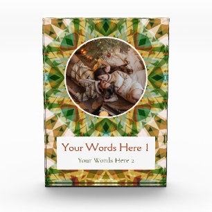 Custom Winter Green Fall Brown Star Christmas Gift Photo Block
