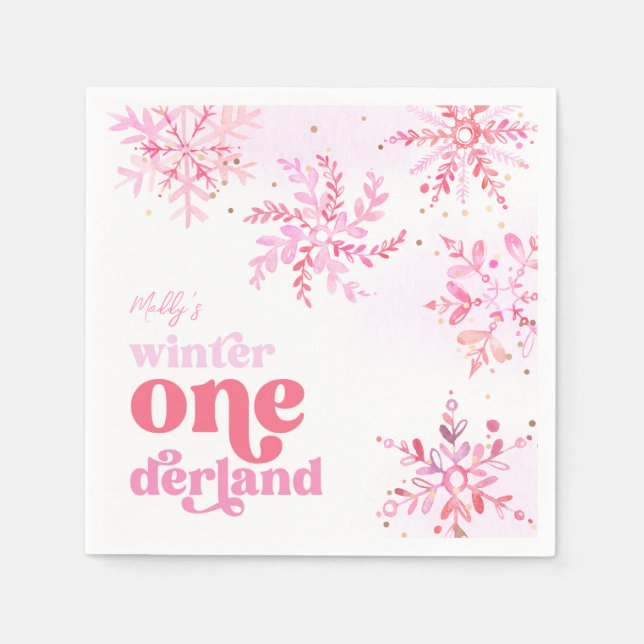 Custom Winter Onederland Paper Party Napkins (Front)