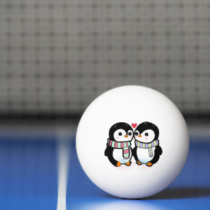 Custom Winter Penguin Love Ping Pong Ball