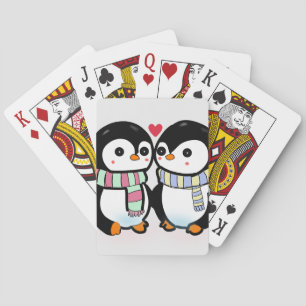 Custom Winter Penguin Love Playing Cards