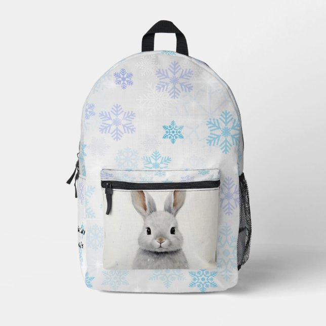 Custom Winter Rabbit Love Cute Aesthetic  Printed Backpack (Front)