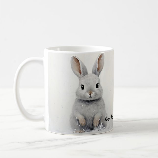 Custom Winter Rabbit Pet Love Cute Aesthetic  Coffee Mug (Left)