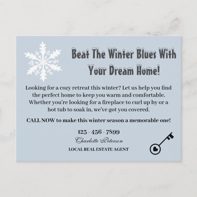 Custom Winter Real Estate Marketing Farming  Holiday Postcard (Front)