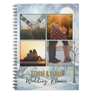 Custom Winter Scene 4-Photo Wedding Planner Notebook