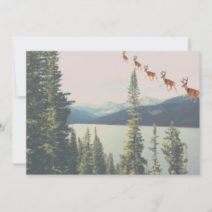 custom winter scene reindeer art holiday card