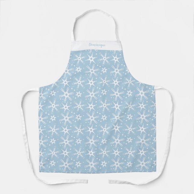 Custom Winter Snowflake All-Over Print Apron (Front)