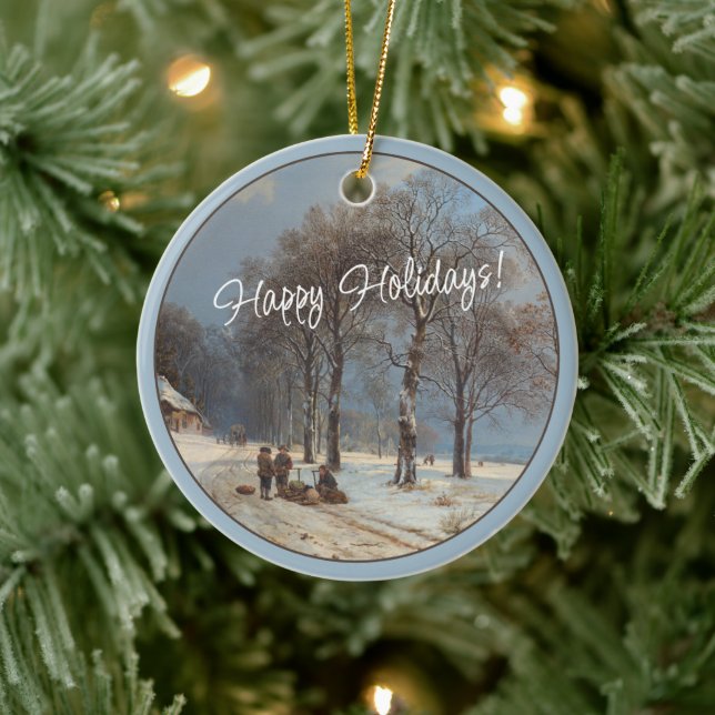 Custom Winter Wonderland Landscape Art Painting Ceramic Tree Decoration (Tree)