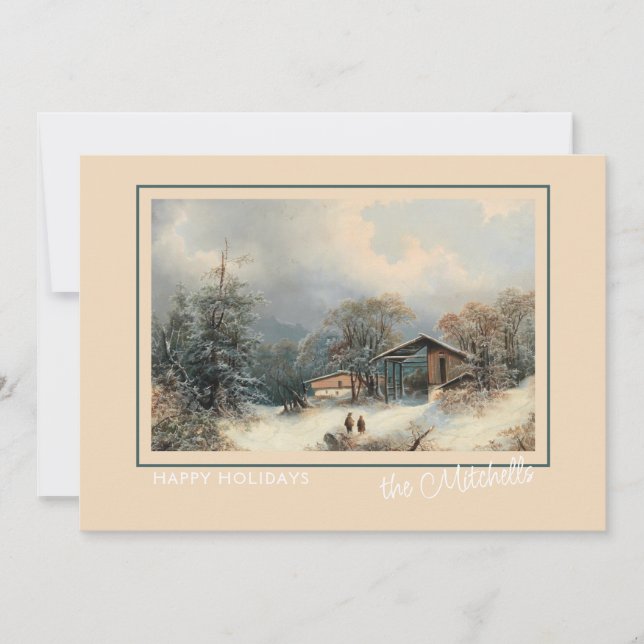 Custom Winter Wonderland Landscape Art Painting Holiday Card (Front)