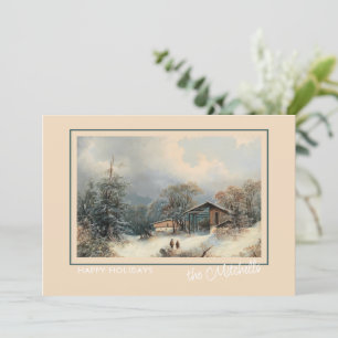 Custom Winter Wonderland Landscape Art Painting Holiday Card