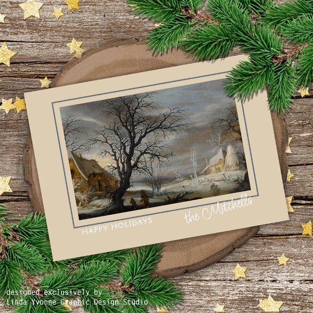Custom Winter Wonderland Landscape Art Painting Holiday Card (Creator Uploaded)