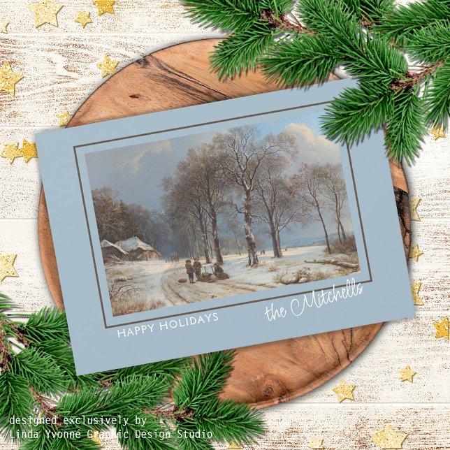 Custom Winter Wonderland Landscape Art Painting Holiday Card (Creator Uploaded)