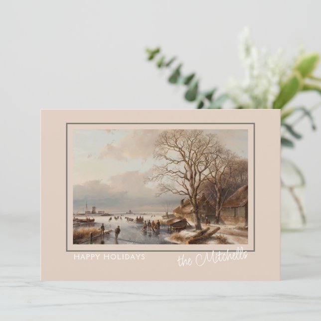 Custom Winter Wonderland Landscape Art Painting Holiday Card (Standing Front)
