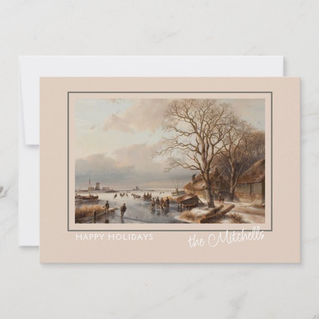 Custom Winter Wonderland Landscape Art Painting Holiday Card (Front)
