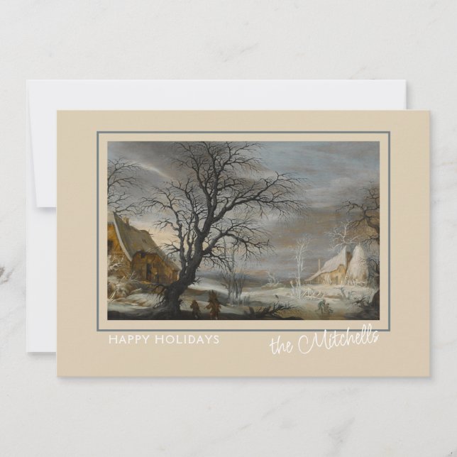 Custom Winter Wonderland Landscape Art Painting Holiday Card (Front)