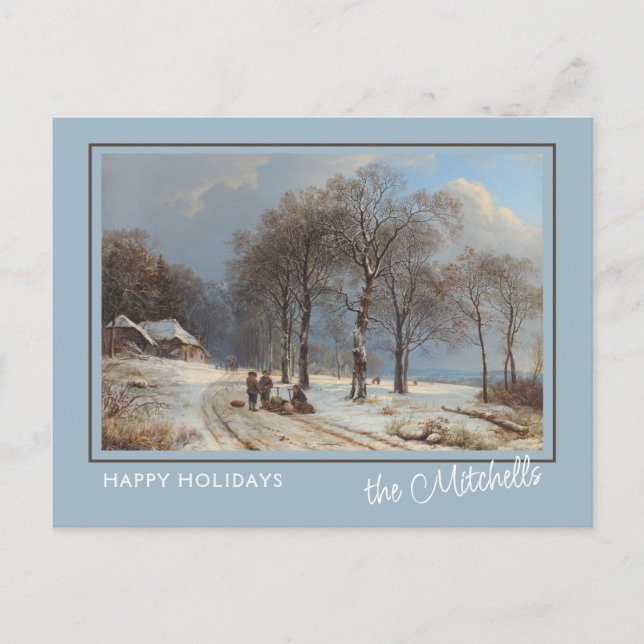 Custom Winter Wonderland Landscape Art Painting Postcard (Front)