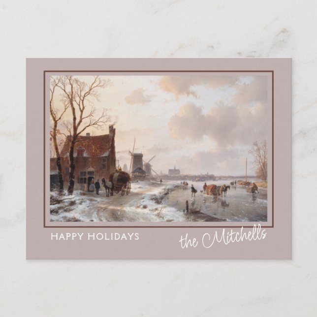 Custom Winter Wonderland Landscape Art Painting Postcard (Front)