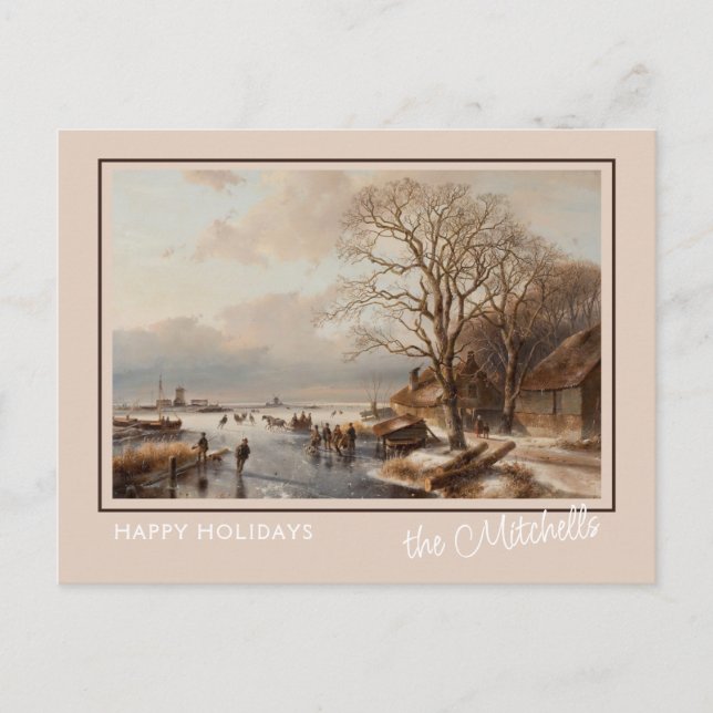 Custom Winter Wonderland Landscape Art Painting Postcard (Front)