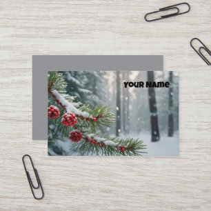 Custom Winter Wonderland   Pine & Berries Design Business Card