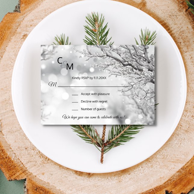 Custom Winter Wonderland Snow Scene RSVP Wedding Card (Creator Uploaded)