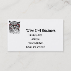 Custom Wise Owl Bird Graphic Art Business Card
