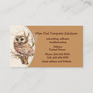 Custom Wise Owl Computer Solutions Business Card
