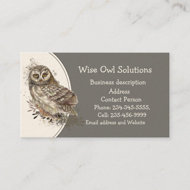 Custom Wise Owl Solutions Business Card (Front)