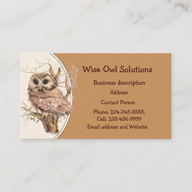 Custom Wise Owl Solutions Business Card (Front)