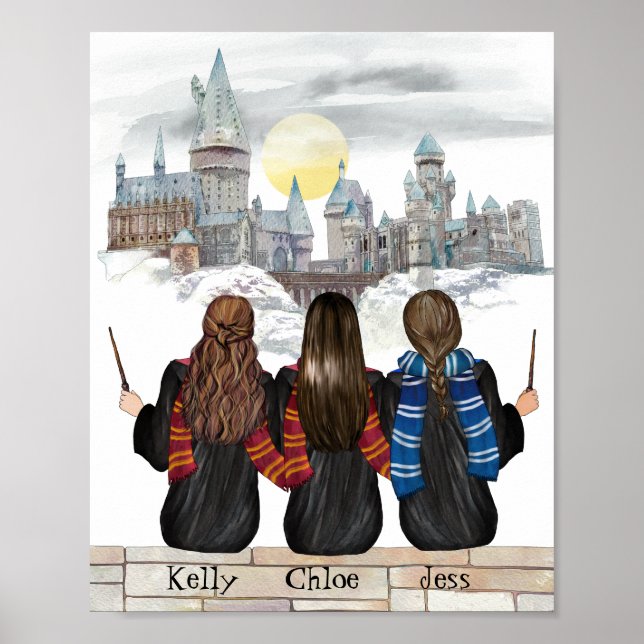 Custom Wizard BFF Portrait, Wizard School  Poster (Front)