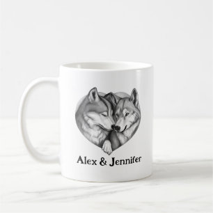 Custom Wolf Couple Names Personalized Coffee Mug