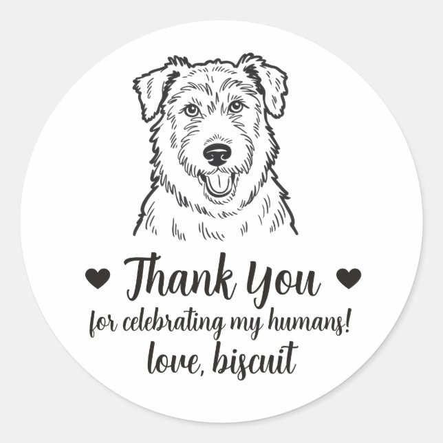 Custom Wolfhound Dog Wedding Favour Stickers (Front)