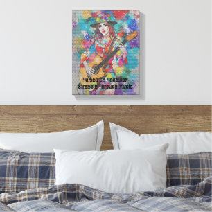 Custom Woman Guitarist Abstract Art Inspirational Canvas Print