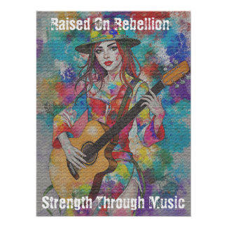 Custom Woman Guitarist Abstract Art Inspirational Poster
