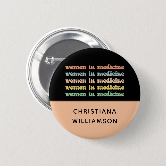 Custom Women in Medicine Retro Future Nurse 6 Cm Round Badge (Front & Back)