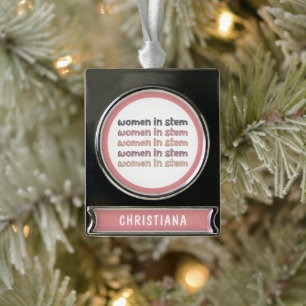 Custom Women in Stem Steminist Gifts Silver Plated Banner Ornament