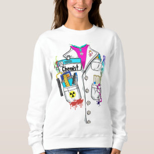 Custom Women Science Chemist Name Tag Lab Coat Sweatshirt