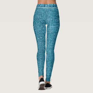Custom Women's Activewear Faux Denim Blue Jeans  Leggings
