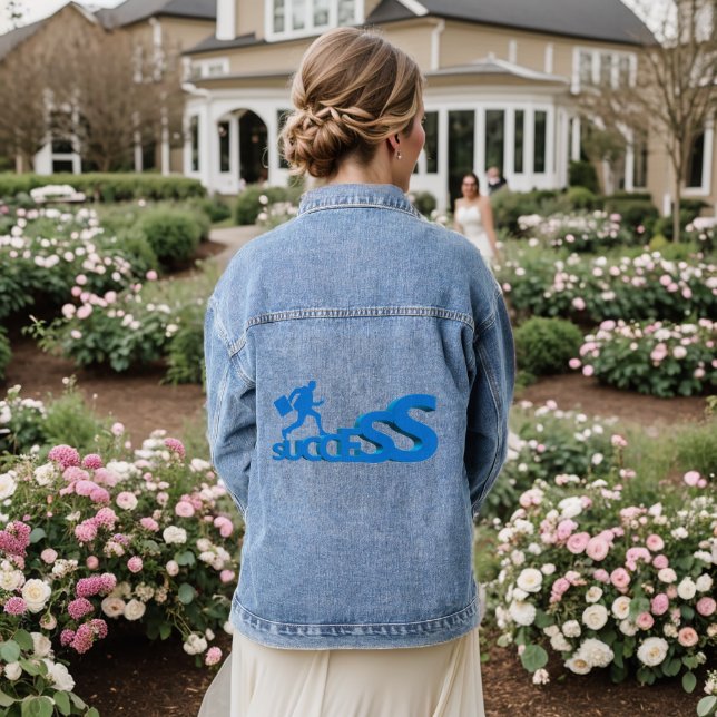 Custom Women's Denim Jacket (Jean Jacket), Denim (Wedding Back)
