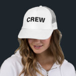 Custom Womens Mens Crew Big Text Bold Font White Trucker Hat<br><div class="desc">Custom Large Big Bold Font Text Elegant Modern Template Create Your Own Upload Image Logo Photo Hats & Caps / Baseball & Trucker Hats / White Crew Trucker Hat For Men & Women.</div>