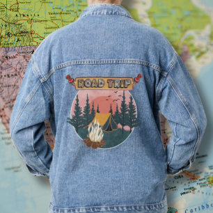 Custom Women's Road Trip Blue Denim Jean Jacket