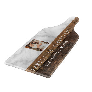 Custom Wood And Marble Quote Family Name Photo  Cutting Board