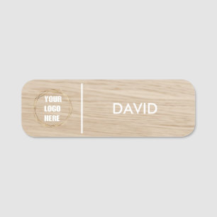 Custom Wood Business Logo Basic Employee Staff  Name Tag