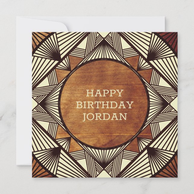 Custom Wood Modern Masculine Birthday Card (Front)