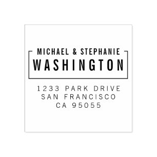 Custom Wooden Stylish Typography Return Address Rubber Stamp